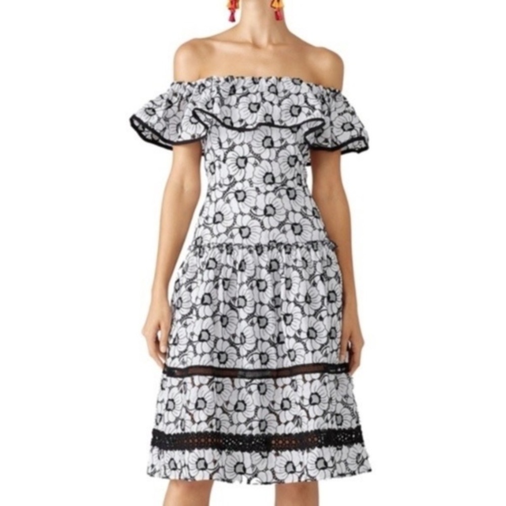 Nicholas Camellia Dress Floral Off Shoulder Size US 6